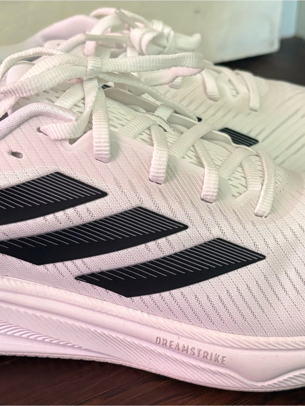 adidas White Athletic Running Shoes with Black Stripes